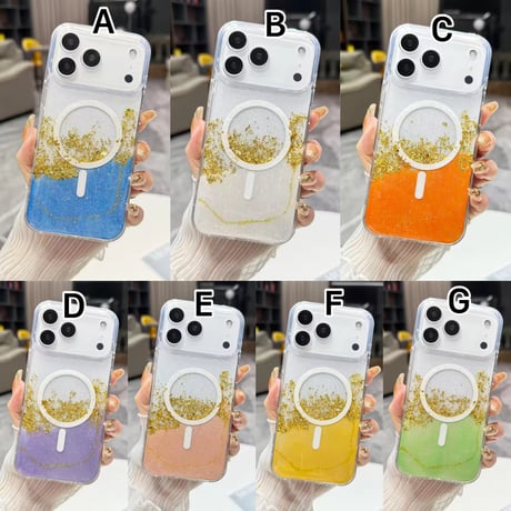 L62475 きらめきグリッターウェーブ MagSafe対応 iPhoneケース
