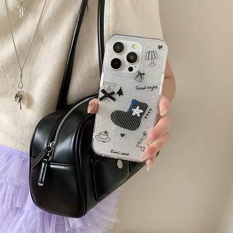 S74358 Good night クリスマスグリッター iPhoneケース