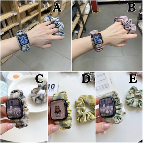 N00133 チェック柄シュシュApple Watchバンド