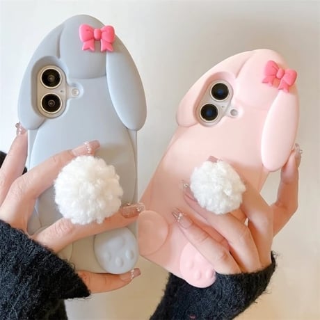 【即納商品】S74494 もこしっぽうさぎの立体iPhoneケース