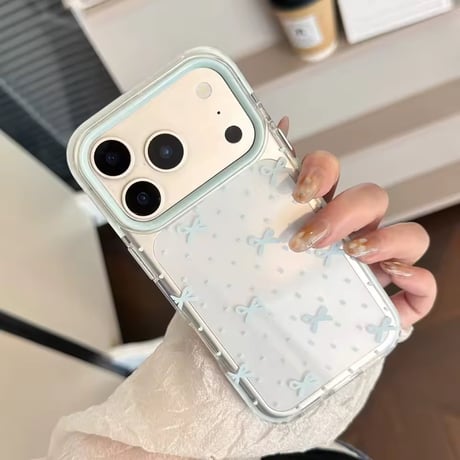 L62461 リボンドットクリアiPhoneケース