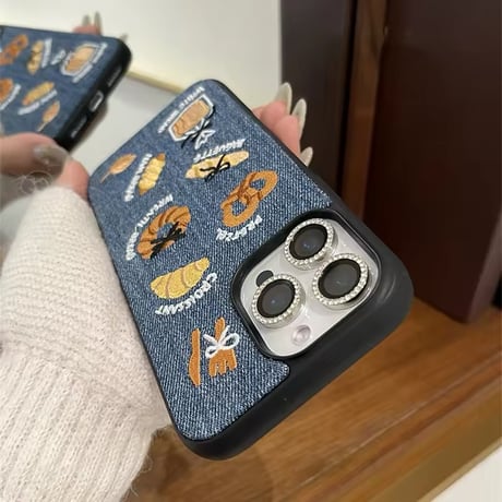 S74568 パン屋さん刺繍デニム iPhoneケース