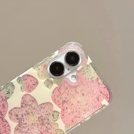 S74669 きらめきフラワーグリッターiPhoneケース