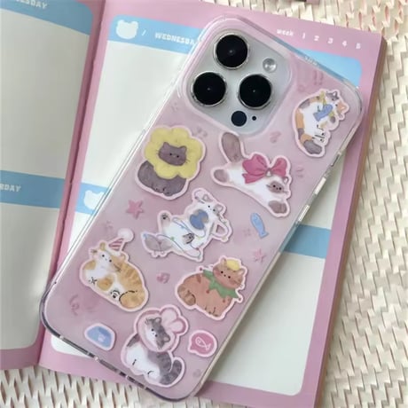 S75413 ゆるふわアニマルステッカーiPhoneケース