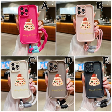 K22625 ストラップ付きクリスマスケーキ＆ツリー iPhoneケース