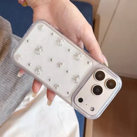 L62477 きらめきリボンハートクリアiPhoneケース