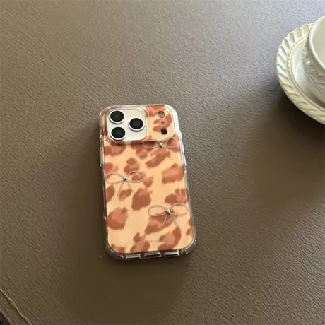 S75200 リボンアクセント レオパードiPhoneケース