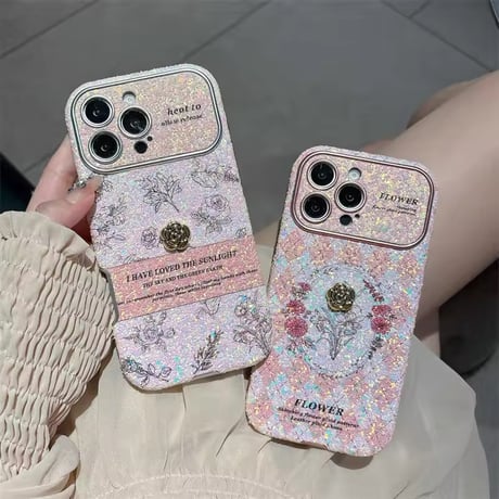 S75091 シャイニーガーリーフラワー iPhoneケース