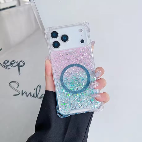 S74969 グリッターグラデーション MagSafe対応 iPhoneケース