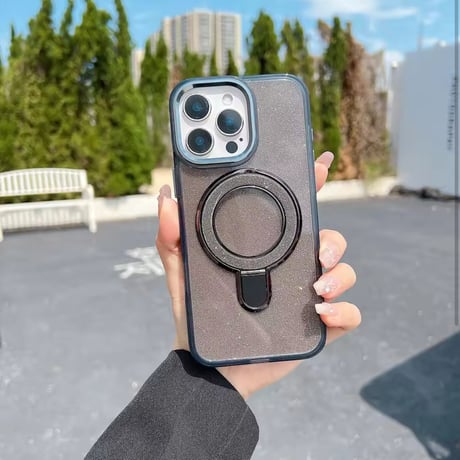 K22806 MagSafe対応 グリッタースタンドiPhoneケース