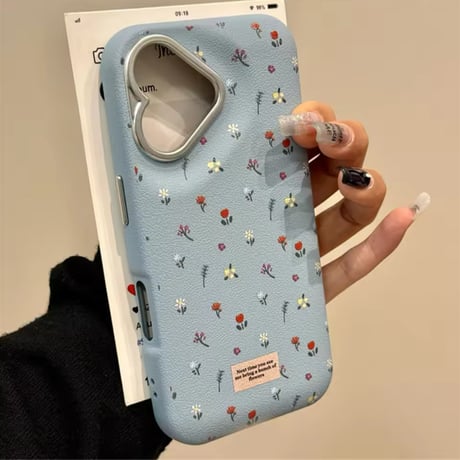S74303 ちいさなお花のレザー調iPhoneケース