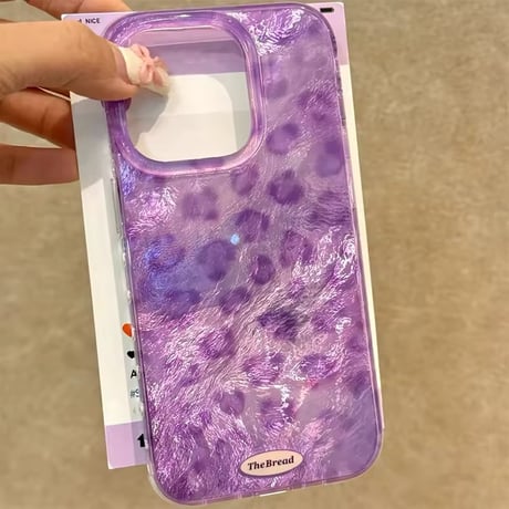 S74428 シャイニーパープルレオパード iPhoneケース