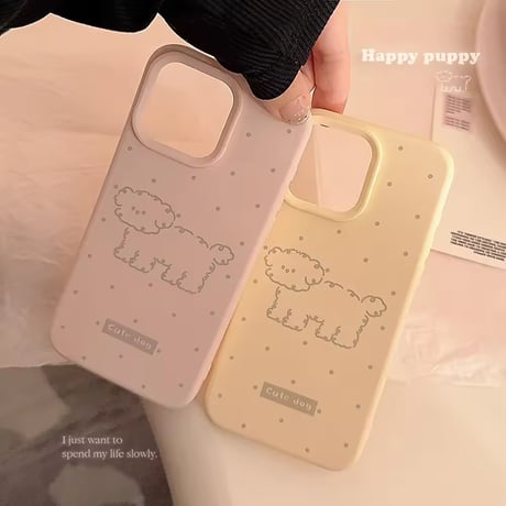 S74796 もこもこドッグのドットiPhoneケース
