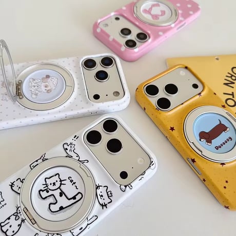 K23177 くるくるアニマル 回転リング付きiPhoneケース