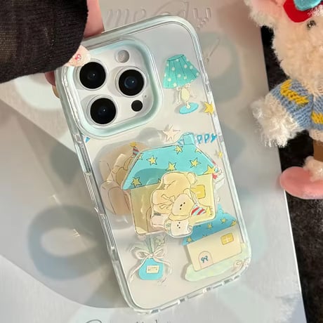 K22980 おやすみハウスのもふわんこ スタンド付きクリアケース