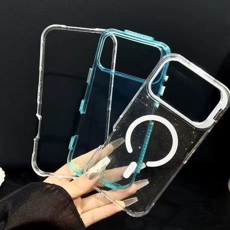 K23039 ラメ入りクリアスタンドiPhoneケース
