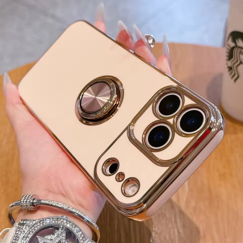 K22941 ゴールドフレーム リング付きiPhoneケース | nanomita