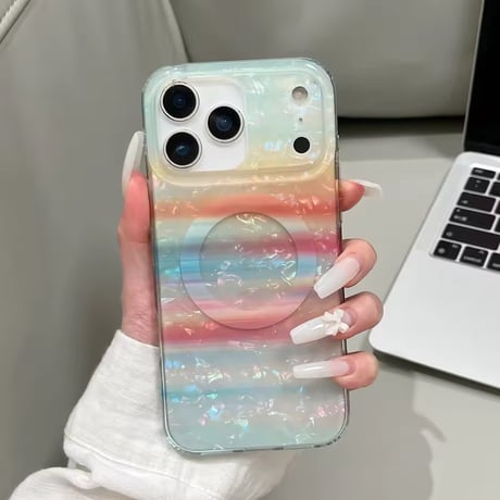 S75516 オーロラレインボー MagSafe対応iPhoneケース