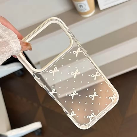 L62461 リボンドットクリアiPhoneケース