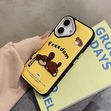 S75009 ふわもこパピー刺繍 iPhoneケース