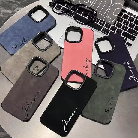 S75598 スエードタッチカスタムネーム入りiPhoneケース