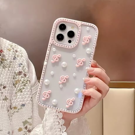 S74919 パール×ト音記号 ジュエリー iPhoneケース