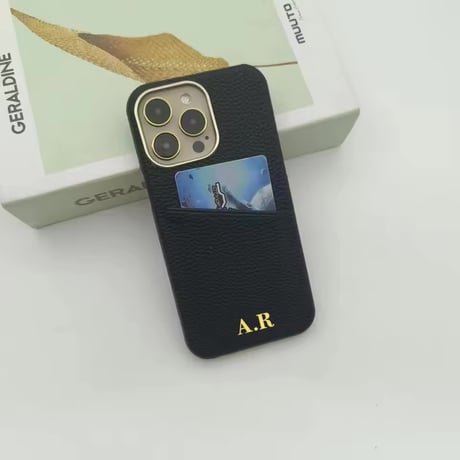 K23055 イニシャル刻印対応 カードポケット付きiPhoneケース