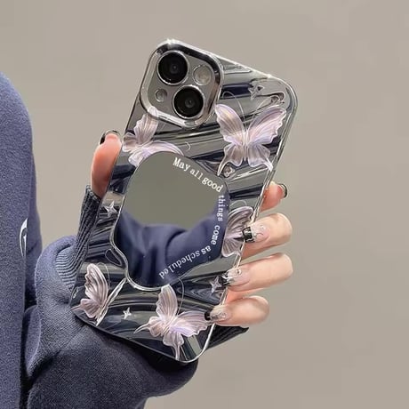 K22974 バタフライミラー マーブルiPhoneケース