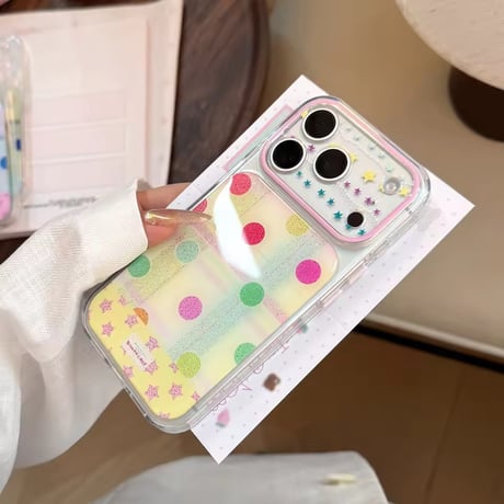 S75686 カラフルドットクリアiPhoneケース