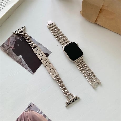 N00066 メタルチェーン＆メッシュの上品Applewatchベルト
