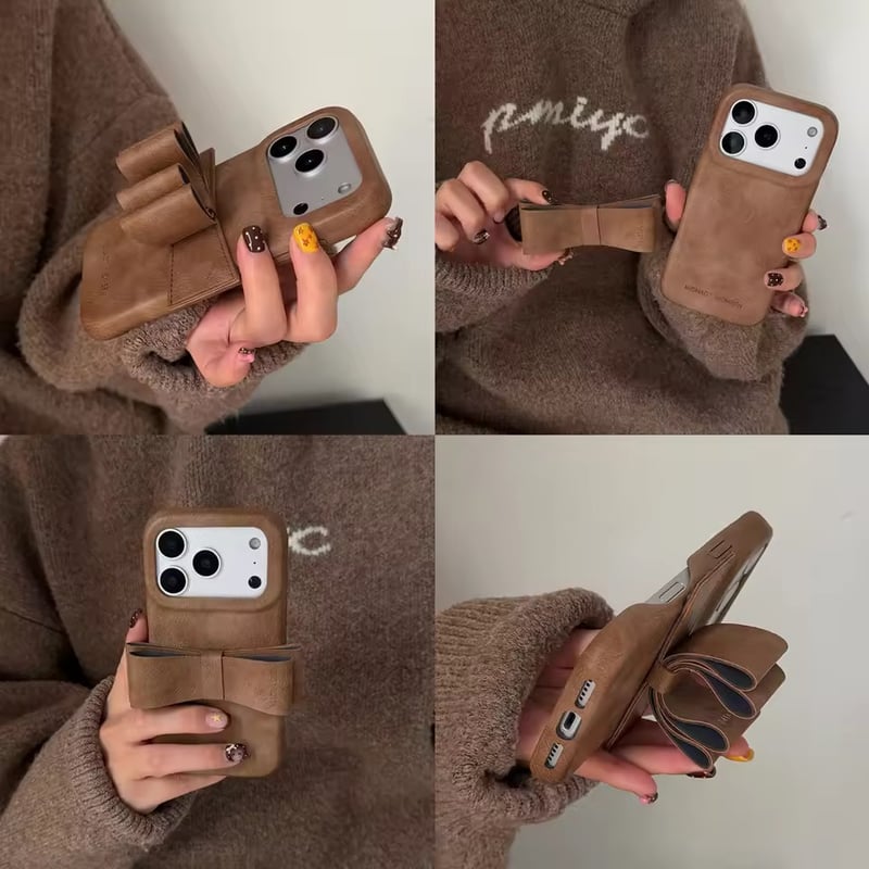 K23003 レザー風リボンスタンド iPhoneケース | nanomita