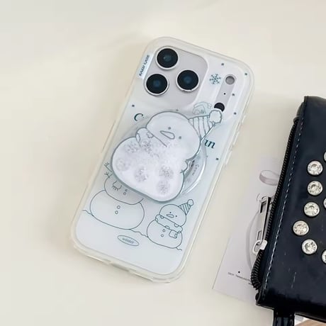K22982 スノーマンソケット付き クリアiPhoneケース