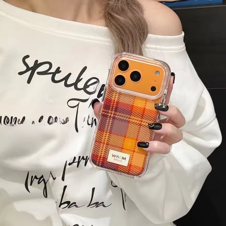 S75173 ほっこりチェックのクリア iPhoneケース
