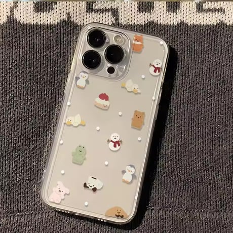 S75373 ゆるかわフード総柄iPhoneケース