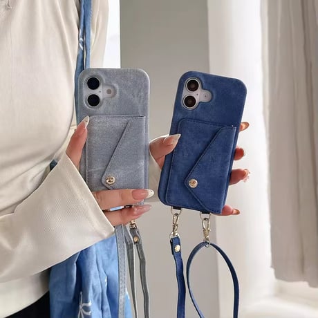 K22811 デニムポケット付きショルダーiPhoneケース