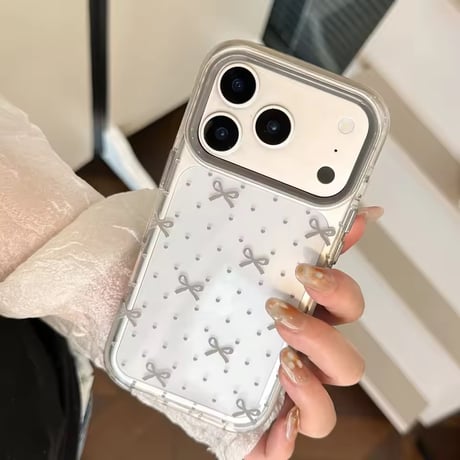 L62461 リボンドットクリアiPhoneケース