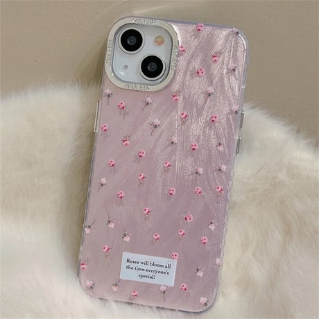 S73974  きらめきローズのピンクグラデiPhoneケース