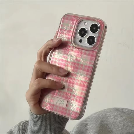 S74928 ガーリーピンクチェック iPhoneケース