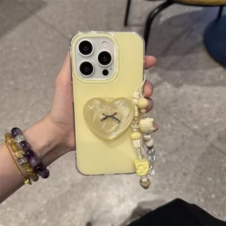 K23064 リボンハート チャーム付きiPhoneケース