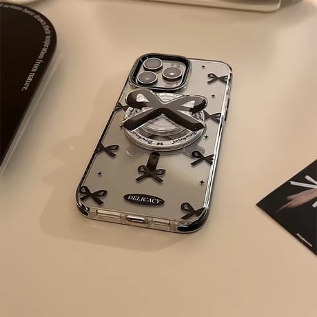 K23052 ブラックリボン MagSafeグリップ付きiPhoneケース