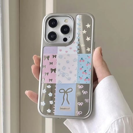 S74678 リボンパッチワーク iPhoneケース