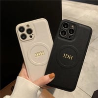 名入れオリジナルケース S74545 イニシャルエンボスレザー風iPhoneケース