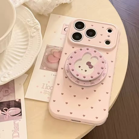 K23118 ラビットハート MagSafeグリップ付き iPhoneケース