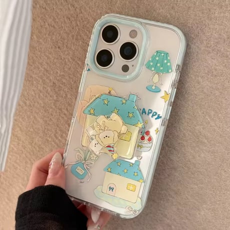 K22980 おやすみハウスのもふわんこ スタンド付きクリアケース