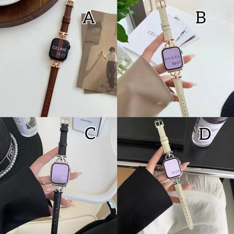 N00169 Hバックル付きレザーデザイン Apple Watchバンド
