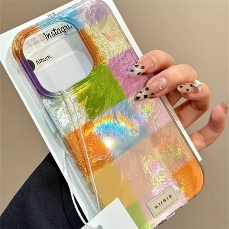 S75195 カラーブロック オーロラiPhoneケース