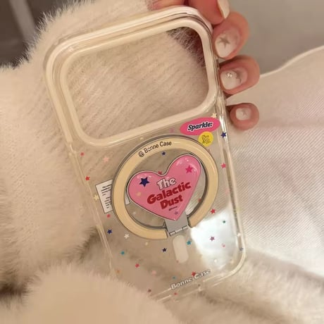 K23124 ハートリング付き スターダストクリアiPhoneケース