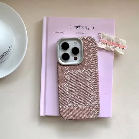 S74944 チェック×ファブリック iPhoneケース