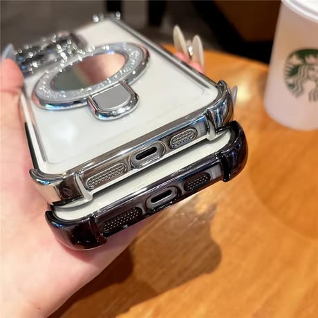 K23067 ミラーリングスタンド付きクリアiPhoneケース