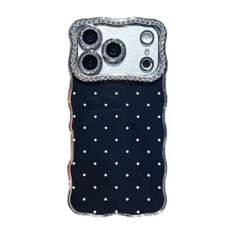 S75126 ドット×キラキラフレームのiPhoneケース